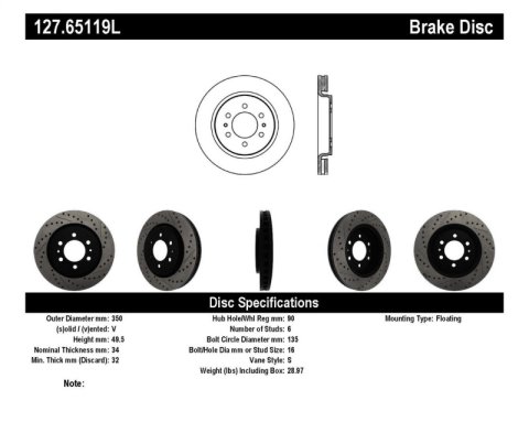StopTech Slotted & Drilled Sport Brake Rotor thumbnail 3
