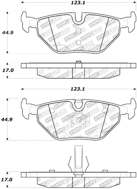StopTech Street Touring 01-02 BMW Z3 / 03-09 Z4 / 10/90-07 3 Series Rear Brake Pads thumbnail 1