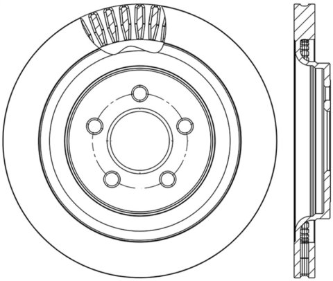 StopTech 2015 Ford Mustang GT w/ Brembo Brakes Right Rear Slotted Brake Rotor thumbnail 2