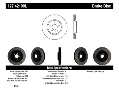 StopTech Infiniti G37 / Nissan 370Z SportStop Slotted & Drilled Front Left Rotor thumbnail 4