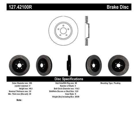 StopTech Infiniti G37 / Nissan 370Z SportStop Slotted & Drilled Front Right Rotor thumbnail 4