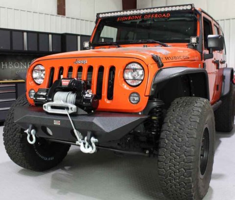 Fishbone Offroad 07-18 Jeep Wrangler JK Rubicon Unlimited Steel Front Bumper - Blk Txtrd Powdercoat thumbnail 3