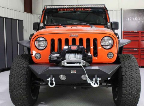 Fishbone Offroad 07-18 Jeep Wrangler JK Rubicon Unlimited Steel Front Bumper - Blk Txtrd Powdercoat thumbnail 5