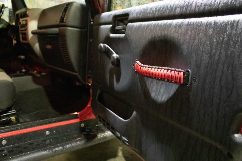 Fishbone Offroad 97-06 Jeep Wrangler Paracord Door Handles - Black/Red thumbnail 6