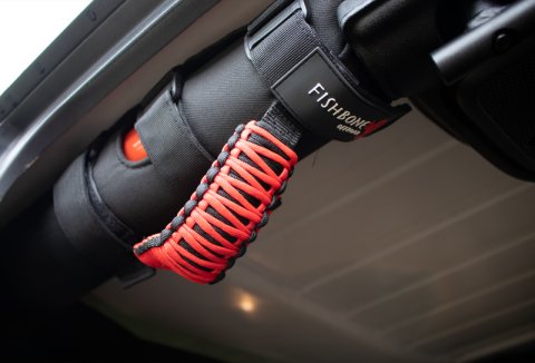 Fishbone Offroad Paracord Grab Handles w/Three Straps Red thumbnail 3