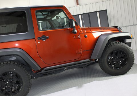 Fishbone Offroad 07-18 Jeep Wrangler JK 2 Door Rubicon Steel Rock Slider - Black Textured Powdercoat thumbnail 2