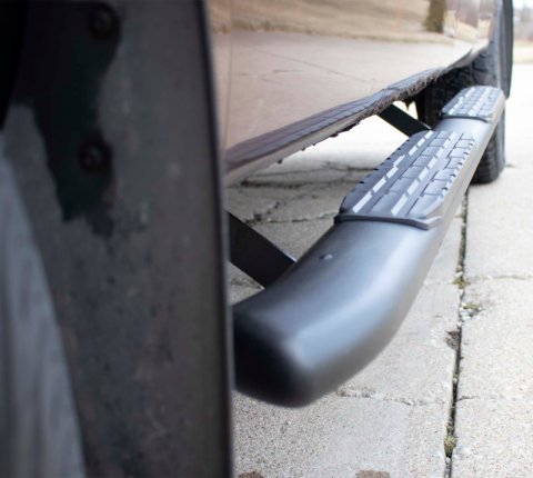 Fishbone Offroad 09-14 Ford F150 Extended Super Cab Oval Side Steps - Black Textured thumbnail 2