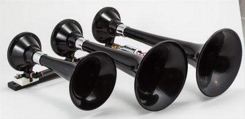 Kleinn Black Triple Horn/ 15In/13In/11In - High Impact ABS Trumpet/ Zinc Alloy Base