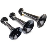Kleinn Black Triple Horn/ 15In/13In/11In - High Impact ABS Trumpet/ Zinc Alloy Base thumbnail 3