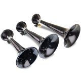 Kleinn Black Triple Horn/ 15In/13In/11In - High Impact ABS Trumpet/ Zinc Alloy Base thumbnail 4