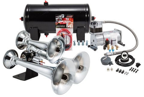 Kleinn Triple Chrome Horn Kit w/ 150 PSI Air Compressor / 1.5 gal Air Tank thumbnail 1