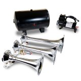 Kleinn Triple Chrome Horn Kit w/150 PSI Waterproof 3.0 gal Air Tank thumbnail 3