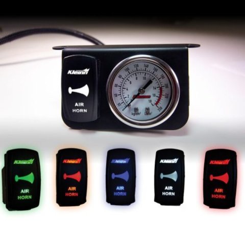 Kleinn Panel mounted 160 PSI gauge w/ an illuminated BLUE Momentary rocker switch thumbnail 1