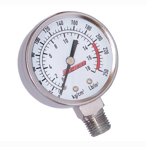 Kleinn Stem Mount Analog Chrome-Plated Air Gauge/ 0-250 PSI - 1/4In M NPT Inlet thumbnail 2