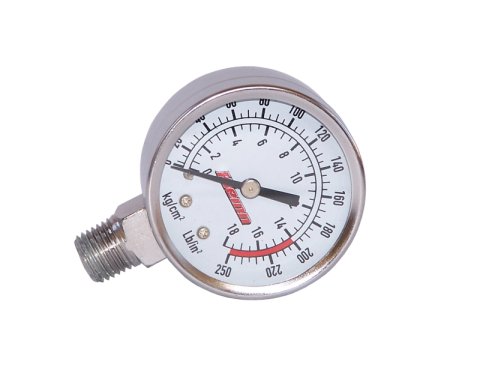 Kleinn Stem Mount Analog Chrome-Plated Air Gauge/ 0-250 PSI - 1/4In M NPT Inlet thumbnail 4