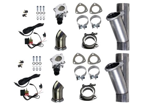 Granatelli 2.5in Aluminized Mild Steel Electronic Dual Exhaust Cutout w/Slip Fit & Band Clamp