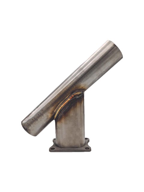 Granatelli 3in Round Stainless Steel Weld-In Exhaust w/3in Oval Y Transition (Incl Flange/Plate)