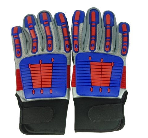 Granatelli Medium Off Road Style Work Gloves - Red/Blue/Gray/Black