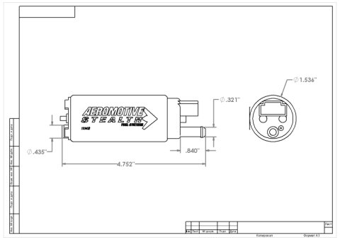 Aeromotive 340 Series Stealth In-Tank E85 Fuel Pump - Offset Inlet - Inlet Inline w/Outlet thumbnail 7