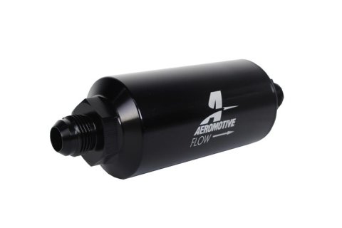Aeromotive In-Line Filter - (AN -8 Male) 10 Micron Fabric Element Bright Dip Black Finish thumbnail 1