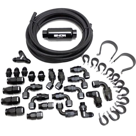 Snow Performance 10AN Braided Stainless Fuel Line Kit - Black Line thumbnail 1