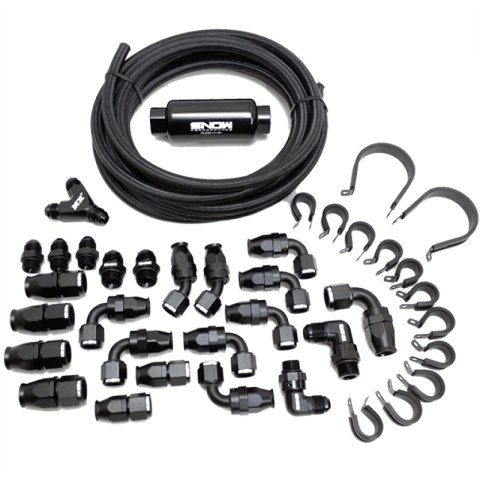 Snow Performance 10AN Braided Stainless Fuel Line Kit - Black Line thumbnail 3