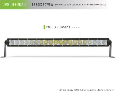 DV8 Offroad 50in Light Bar Slim 250W Spot 5W CREE LED - Black thumbnail 5