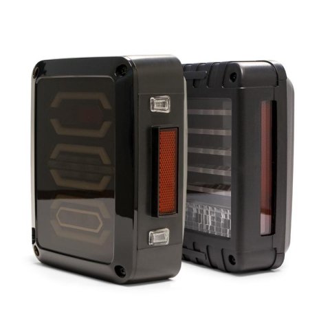 DV8 Offroad LED Taillights for 2007-2017 WRANGLER, 2018 WRANGLER JK - TLJK-01 Taillight Assemblies, Smoke Lens, Black Housing, Horizontal Lights, Jeep, Pair thumbnail 2
