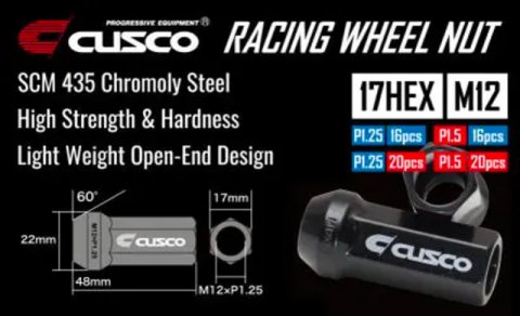 Cusco Wheel Lug Nut Set - M12 x P1.25mm - Black (20pcs) thumbnail 1