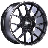 BBS CH-R 20x9 5x112 ET25 Satin Black Polished Rim Protector Wheel -82mm PFS/Clip Required thumbnail 1