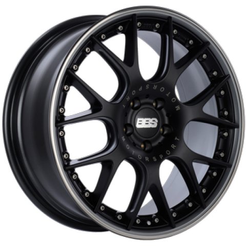 BBS CH-RII 22x9.5 5x112 ET30 Satin Black Center Platinum Lip SS Rim Protector Wheel - 82mm PFS Req.