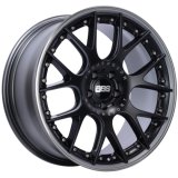 BBS CH-RII 22x9.5 5x112 ET30 Satin Black Center Platinum Lip SS Rim Protector Wheel - 82mm PFS Req. thumbnail 3