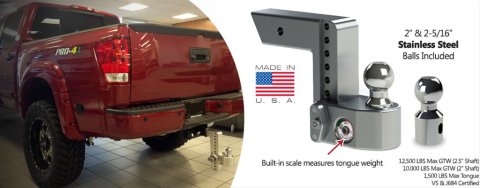 Weigh Safe 6in Drop Hitch w/Built-in Scale & 2in Shank (10K/12.5K GTWR) - Aluminum thumbnail 4