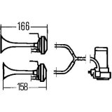 Hella Twin Trumpet Horn Kit 12V 240W 795-800Hz 118dB thumbnail 1