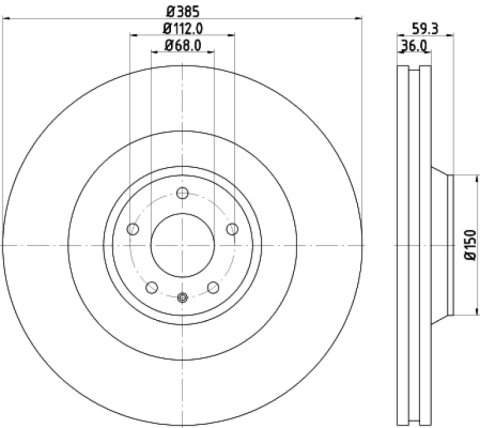 Hella Pagid Front High Carbon Brake Rotor - 05-09 Audi A8