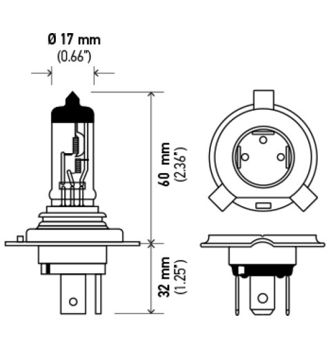 Hella H4 24V 75/70W P43t T4.625 Halogen Bulb thumbnail 4