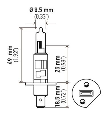 Hella Bulb H1 12V 55W P14.5s T2.5 LONGLIFE thumbnail 2