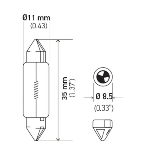 Hella Bulb 6461 12V 10W SV8.5-8 thumbnail 2