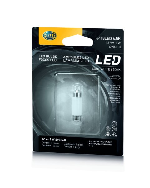 Hella LED 6418 12V 1W SV8.5-8 6.5K 36 SING Bulb