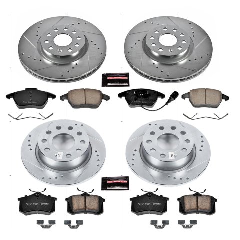 PowerStop Z23 Evolution Sport Brake Upgrade Kits for 2013-2017 BEETLE, 2013-2018 JETTA - K7530 Pads and Rotors, Sport, Cross-Drilled/Slotted Surface, Iron, Zinc Plated, 12.280 in./9.960 in. Diameter, Carbon Fiber Ceramic Pads, Kit thumbnail 8