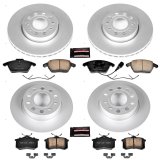 PowerStop Z23 Evolution Sport GEOMET Coated Brake Kits for 2010-2013 A3, 2013-2019 BEETLE, 2012-2018 JETTA - CRK5749 Rotor and Pad Combos, Geomet Coated, Carbon Fiber Ceramic Pads, Solid Surface, Front and Rear, Audi, Volkswagen, Kit thumbnail 1