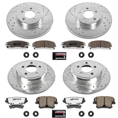 PowerStop Z26 Street Warrior Brake Upgrade Kits K1715-26 Rotors/Pads, Drilled/Slotted, Iron, Zinc Plated, Vented Front/Solid Rear, Warrior, Chrysler, Dodge, Kit