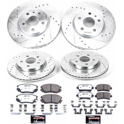 PowerStop Z26 Street Warrior Brake Upgrade Kits K5515-26 Pads and Rotors, Warrior, Cross-Drilled/Slotted Surface, Iron, Zinc Plated, 12.640 in./12.400 in. Diameter, Carbon Fiber Ceramic Pads, Kit thumbnail 4