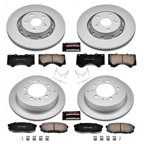 PowerStop Z17 Evolution Plus GEOMET Coated Brake Kits CRK2813 Rotor and Pad Combos, Geomet Coated, Front and Rear, Solid Surface Rotors, Ceramic Pads, Lexus, Toyota, Kit thumbnail 1