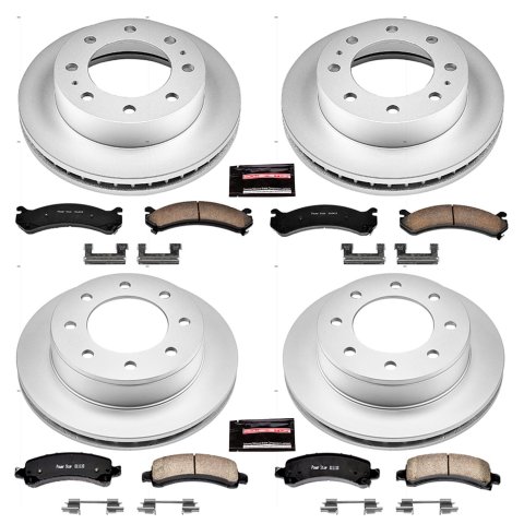 PowerStop Z17 Evolution Plus GEOMET Coated Brake Kits for 2003-2020 EXPRESS 3500, 2007-2020 SAVANA 3500 - CRK2072 Rotor and Pad Combos, Geomet Coated, Front and Rear, Solid Surface Rotors, Ceramic Pads, Chevrolet, GMC, Kit