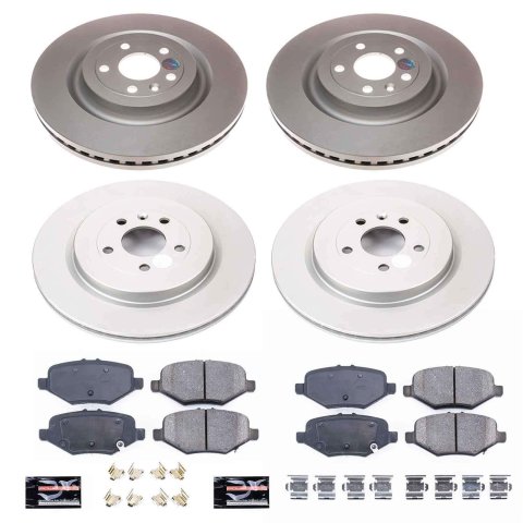 PowerStop Z17 Evolution Plus GEOMET Coated Brake Kits CRK6375 Rotor and Pad Combos, Geomet Coated, Front and Rear, Solid Surface Rotors, Ceramic Pads, Ford, Lincoln, Kit thumbnail 2