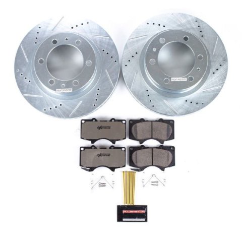 PowerStop Z36 Truck and Tow Brake Upgrade Kits for 2010-2014 FJ CRUISER - K5805-36 Rotors/Pads, Cross-Drilled/Slotted, Iron, Zinc Plated, Toyota, Front/Rear, Kit thumbnail 2