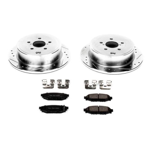 PowerStop Z23 Evolution Sport Brake Upgrade Kits K6083 Rotors/Z23 Pads, Iron, Drilled/Slotted, Carbon Fiber Ceramic Pads, Front/Rear, Subaru, Kit thumbnail 2