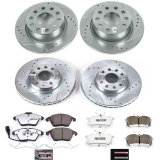 PowerStop Z26 Street Warrior Brake Upgrade Kits for 2010-2013 A3, 2013-2019 BEETLE, 2012-2018 JETTA - K5749-26 Rotor and Pad Combo, Warrior, Front/Rear, Cross-drilled/Slotted, Zinc Dichromate Plated, Carbon Fiber Ceramic Pads, Audi, Volkswagen thumbnail 4