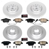 PowerStop Z23 Evolution Sport GEOMET Coated Brake Kits CRK5801 Rotor and Pad Combos, Geomet Coated, Carbon Fiber Ceramic Pads, Solid Surface, Front and Rear, Audi, Volkswagen, Kit thumbnail 1